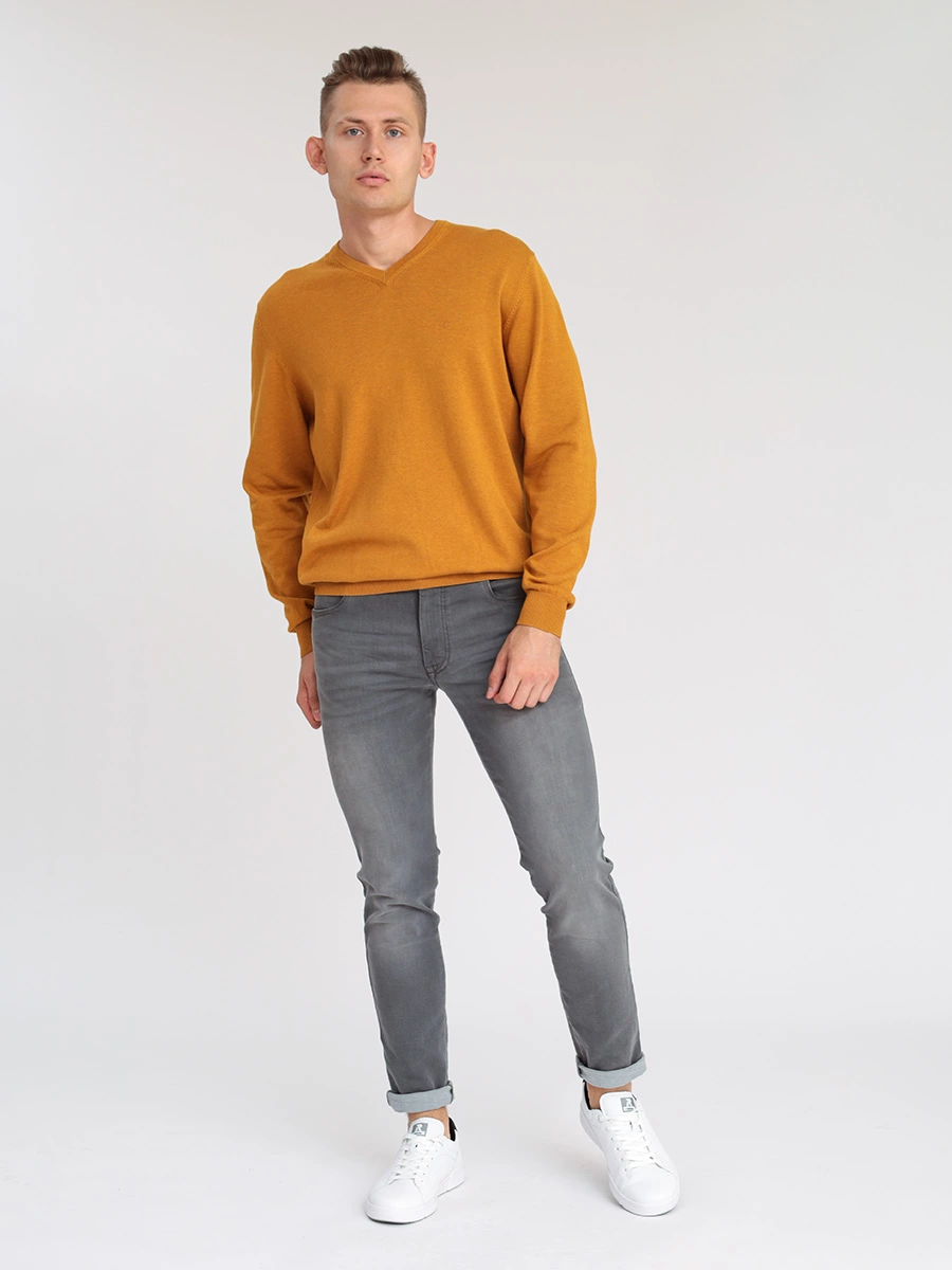 Пуловер горчичного цвета из хлопка пима